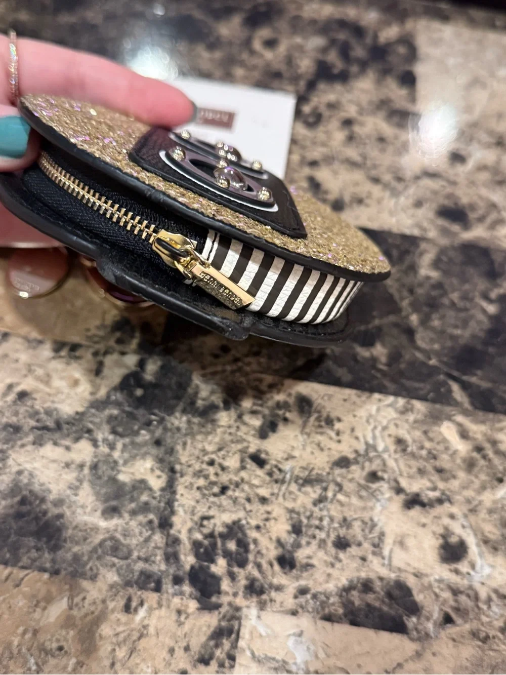 Henri Bendel Robot Gold Glitter 🤖 Coin Purse Bag Charm